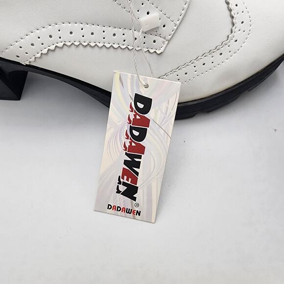 White‎ block Heal lace tie Oxford Shoes by Dadawen Ladies size 10.5 NWT - Picture 10 of 16
